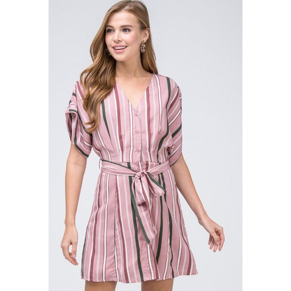 entro Striped Shirtdress, Pink - Picture 4 of 6
